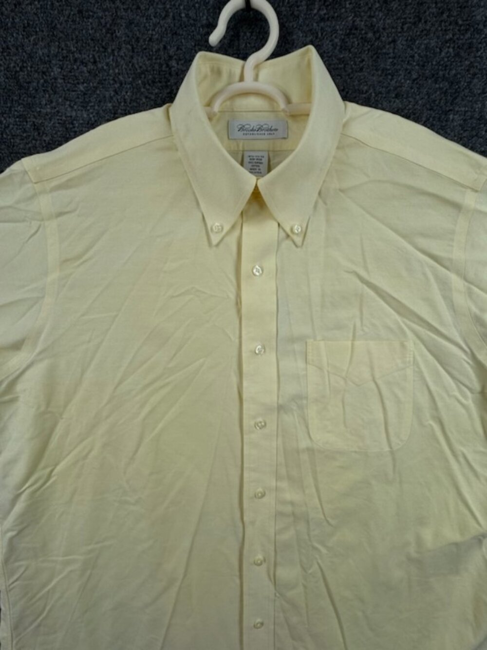Brooks Brothers * Oxford Non-Iron 16.5 34/35 Supima Yellow Button-Down Mens
